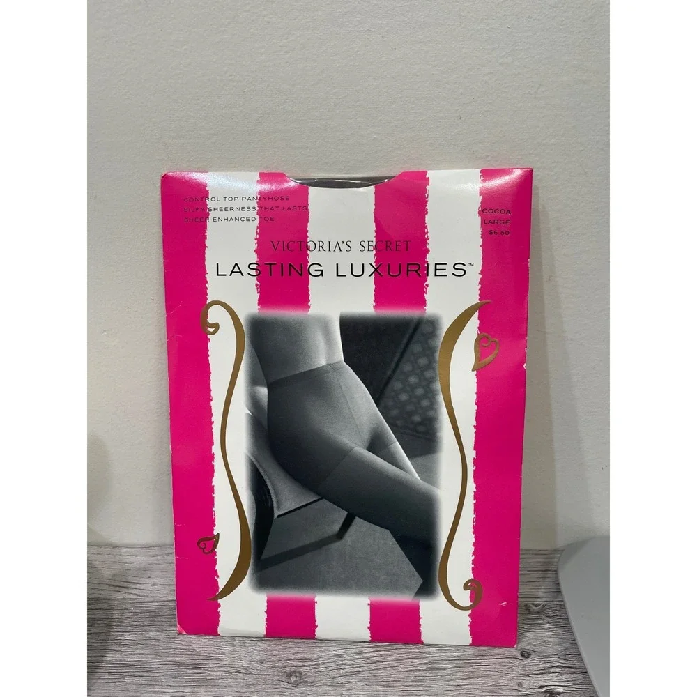 Victoria's Secret Lasting Luxuries Control Top Pantyhose Cocoa Large Vintage‎